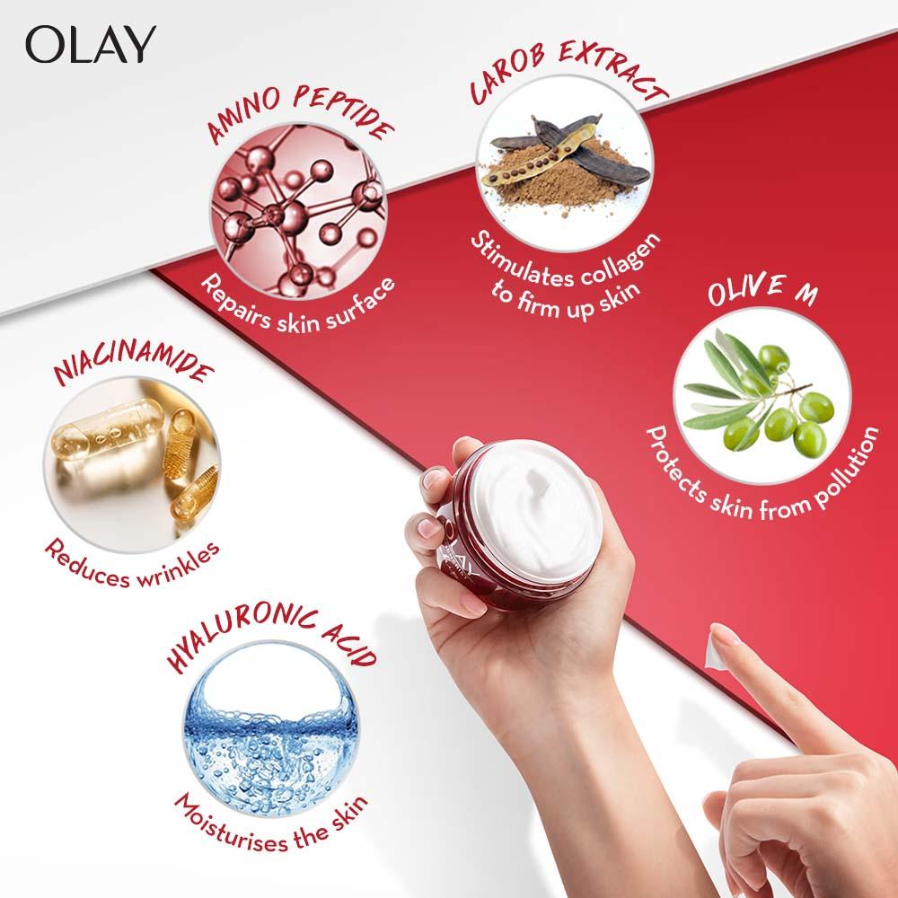 Combo 4 OLAY Collagen: Kem Dưỡng 50G, Kem Mắt 15ML, Serum 30ML, Nước Tinh Chất Vi Dưỡng Essence 150ML