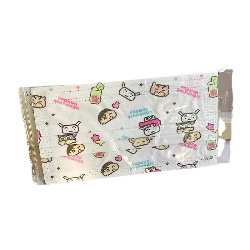 Set 10 / 20 / 30 / 40 / 50 Khẩu Trang 3 Lớp In Hình Cậu Bé Bút Chì Shin-chan Dễ Thương