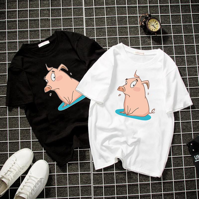 Áo thun unisex form rộng heo dễ thương Hàn Quốc vải dày mịn 2019T2031