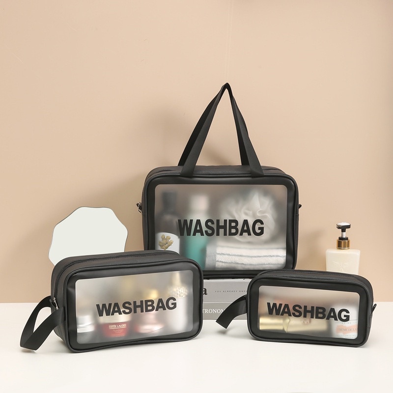 Set 3 túi đựng mỹ phẩm, đồ trang điểm du lịch trong suốt Washbag