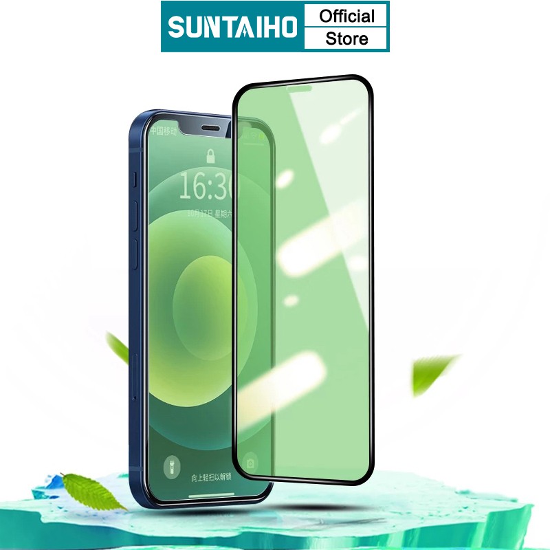 Kính Cường Lực SUNTAIHO 9H 2.5D Chống Ánh Sáng màu xanh lá Cho Iphone 12 mini 11 Pro Xs Max Xr X 10 Se 2020 7 8