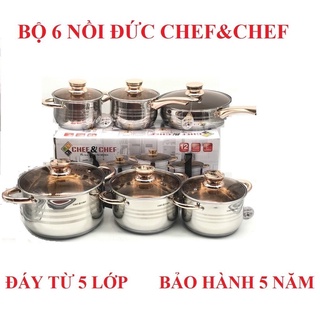 BỘ NỒI ĐỨC 6 MÓN 12 CHI TIẾT CAO CẤP CHÍNH HÃNG (SIÊU BỀN ĐẸP)