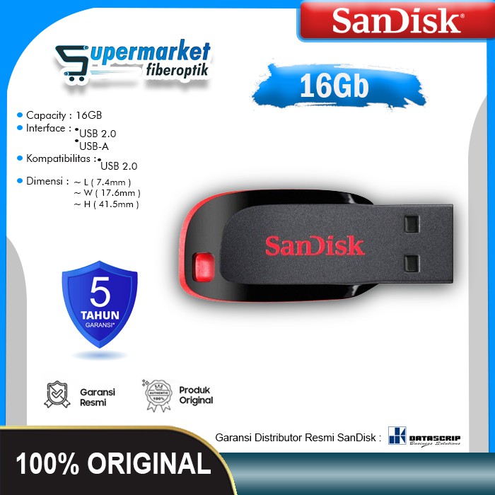 Usb Flashdisk Sandisk 16gb Cruzer Blade Cz50 16gb