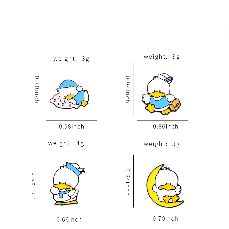 Ghim Cài Áo Hình Chú Vịt Đang Ngủ / Mặt Trăng Hoạt Hình Dễ Thương Vui Nhộn Cho Bé