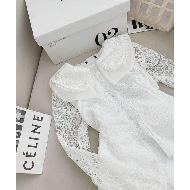 Set áo pelum ren hoa và chân váy