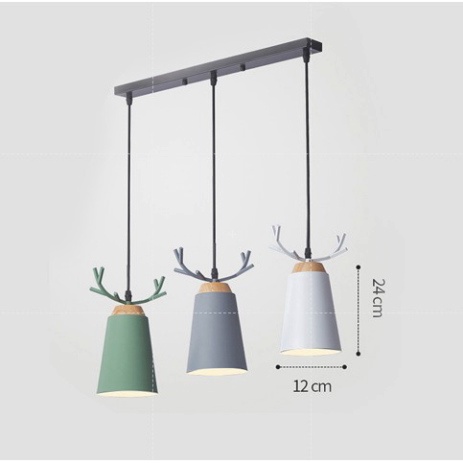 (GIẢM GIÁ SÔC) Bộ 03 Đèn thả trần trang trí sừng hươu DT 5057/3 + Tặng kèm bóng led AS Vàng