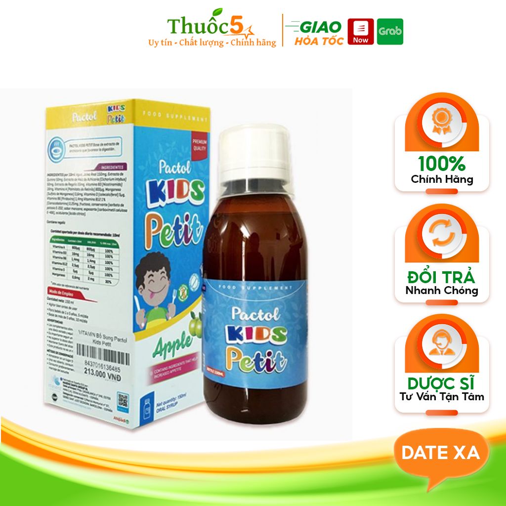 Siro Ăn Ngon Pactol KIDS Petit Giúp Cải Thiện Hệ Tiêu Hóa Cho Bé Hấp Thu Dưỡng Chất Tốt Hơn Chai 150ml