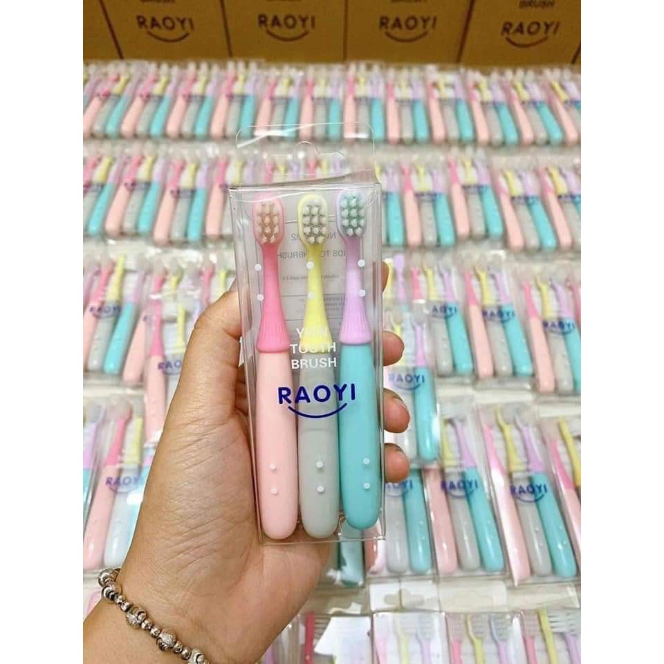 Set 3 Bàn Chải Đánh Răng Cho Bé 3-5 Tuổi Raoyi hàng xuất Nhật