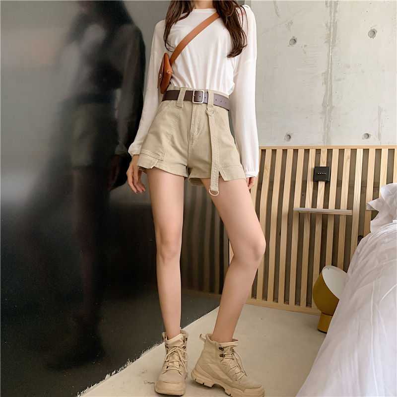 Quần Short Denim Lưng Cao Kiểu Retro Hàn Quốc Cá Tính Cho Nữ