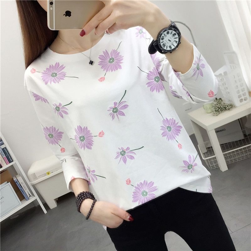Áo Thun Nữ Dài Tay Cổ Tròn Sọc Ngang Thời Trang Mới