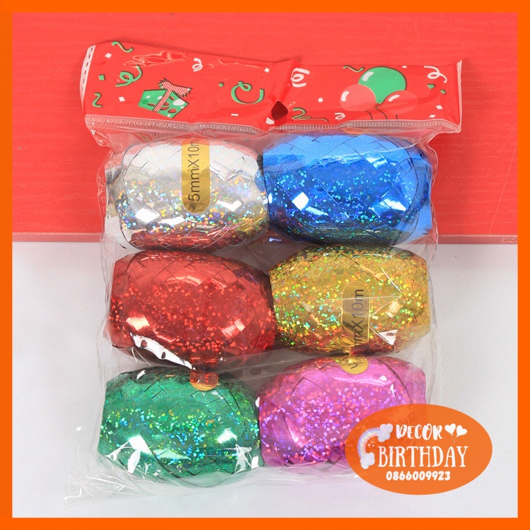 Cuộn Ruy Băng Buộc Bóng FREESHIP Trang Trí Sinh Nhật Cho Bé, Nhiều Màu Đẹp Dài 10m