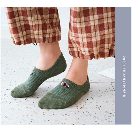 Tất Lười Nam Nữ - Vớ Nửa Bàn Nữ Thêu Họa Tiết Đáng Yêu