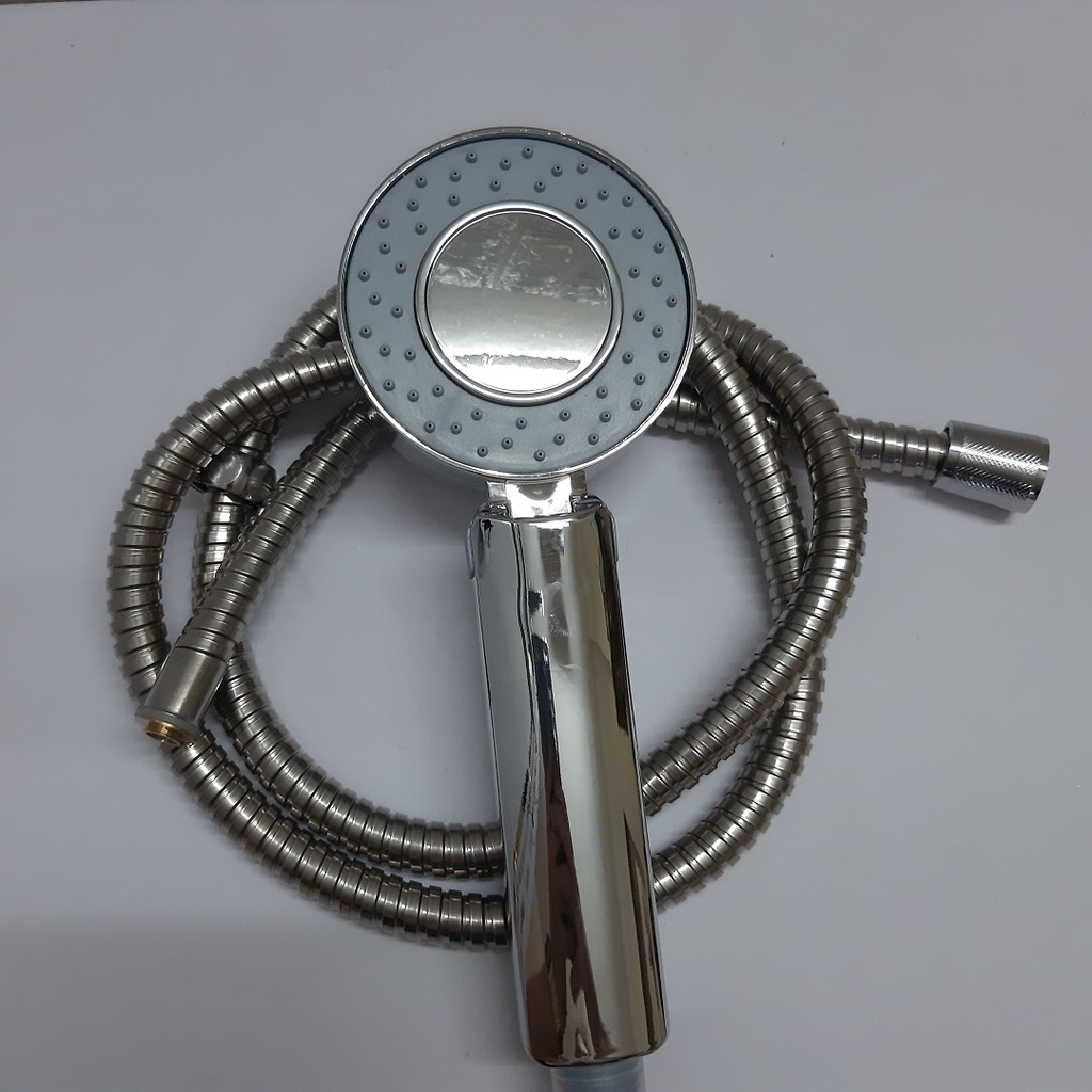 Bộ tay sen , vòi sen tăng áp 2 mặt phong cách Nhật Bản phun tia từ cả 2 mặt sen đủ bộ Tay sen+Dây+gác cài - QM039