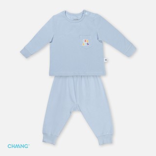 Set Bộ Cotton Dài Tay Cúc Vai Bé Trai CHAANG Colorblock Xanh  3M- 5Y Babychumchum