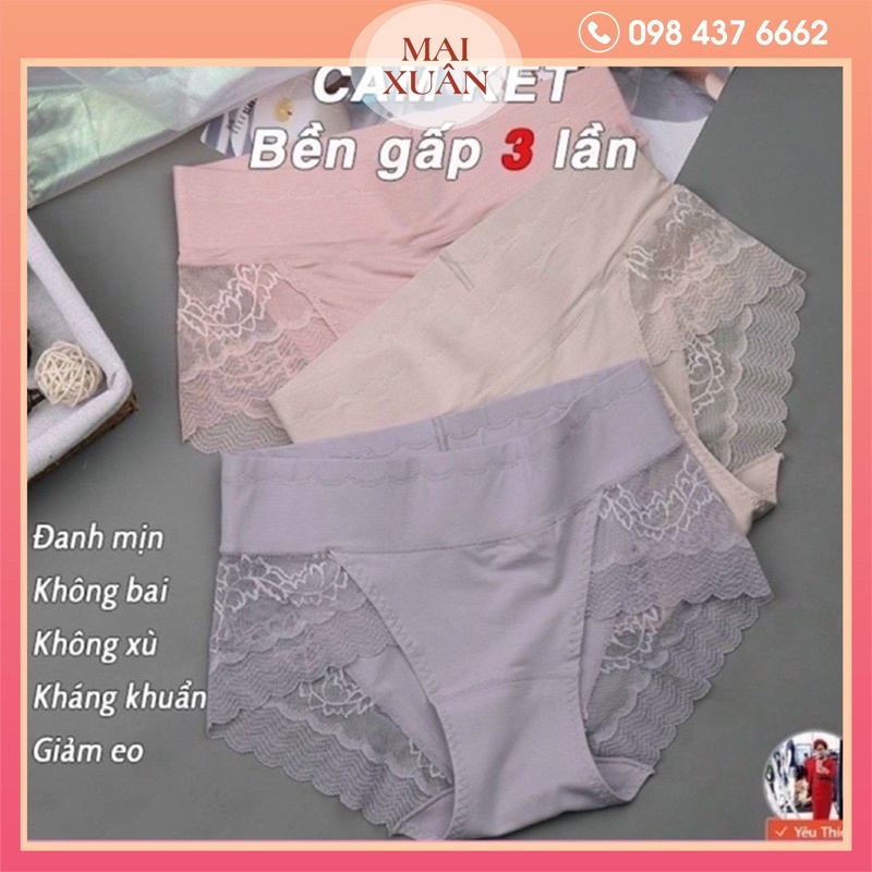 Quần lót nữ cotton phối ren cạp cao gen bụng - freesize - quần chíp nữ hàng cao cấp FLQ48 | WebRaoVat - webraovat.net.vn