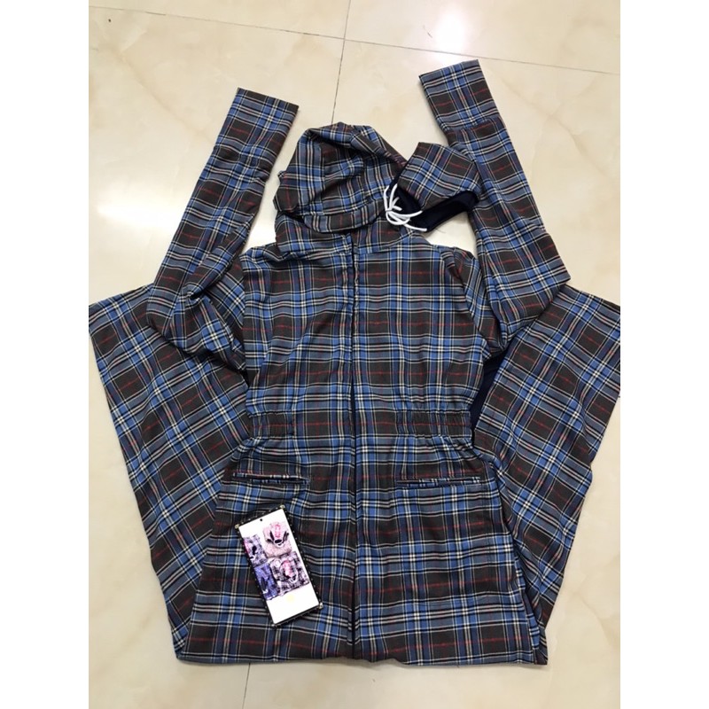 Áo cotton kẻ 2 lớp choàng dài toàn thân chống tia uv loại 1.