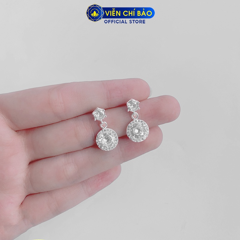 Bông tai bạc nữ tròn thả lấp lánh chất liệu bạc 925 thời trang phụ kiện trang sức nữ Viễn Chí Bảo B400236