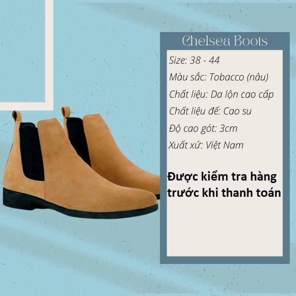 Chelsea boots thời trang nam chất liệu da lộn đế crepe tăng chiều cao 3cm | BigBuy360 - bigbuy360.vn