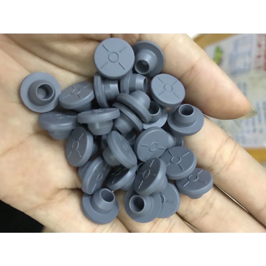 100 nút cao su, nắp nhôm đậy lọ vacxin, thuốc tiêm 2cc,3cc, nắp nhôm đóng nắp chai dịch tiêm vacxin 13mm