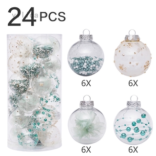 Set 24 Quả Châu Trong Suốt Trang Trí Cây Thông Giáng Sinh