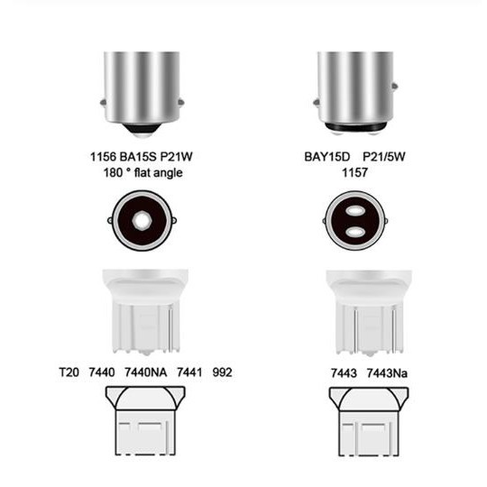 1 Đèn led Phanh Xe Hơi T20 7443 1156 BA15S 1157 BAY15D 5630 5730 33 Smd 12V
