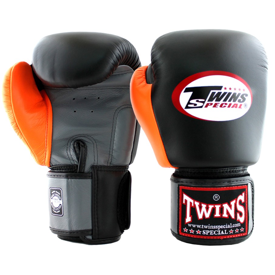 Găng tay boxing Twins Bgvl3-3T Velcro - Grey/Black/Orange