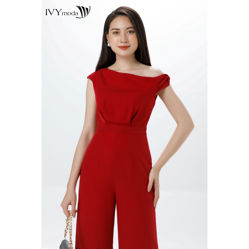 [NHẬP WABRTL5 GIẢM 10% TỐI ĐA 50K ĐH 250K ]Jumpsuit nữ nhấn lệch vai IVY moda MS 18B8792