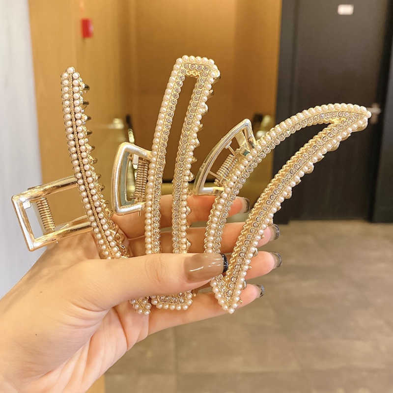 Kẹp tóc kim loại đính ngọc trai siêu đẹp thời trang Hàn Quốc