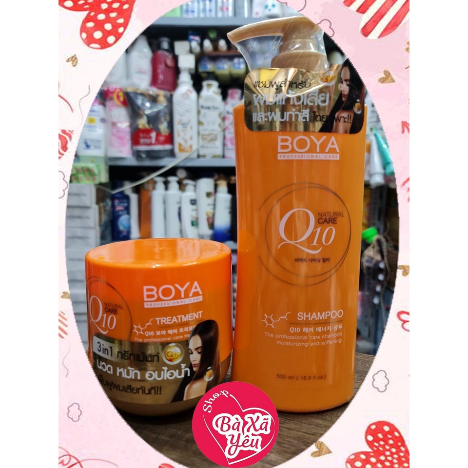 Bộ Dầu Gội, Ủ Xả Dưỡng Tóc Boya Q10 Shampoo 500ml - BX3680