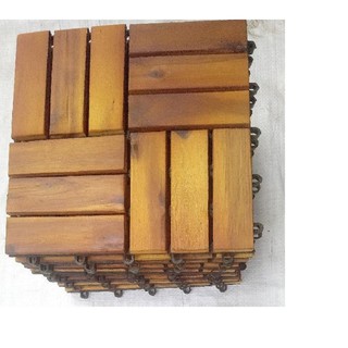 vỉ GỖ TỰ NHIÊN NGOÀI TRỜI 12 nan-SÀN GỖ TỰ LẮP RÁP-VỈ GỖ LÓT SÀN BAN CÔNG - MIẾNG GỖ VỈ NHỰA LÓT SÀN, 1 TẤM, NÂU VÀNG