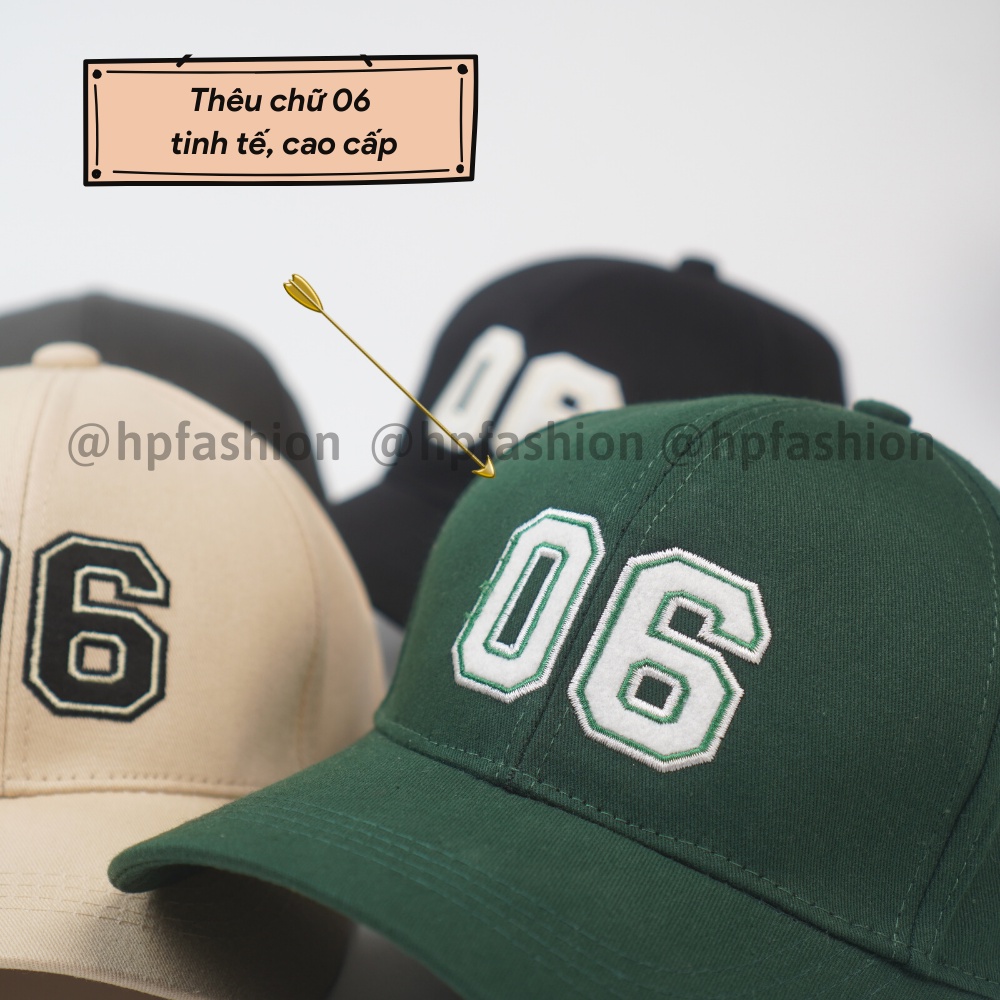 Mũ lưỡi trai ❤️ Nón kết thêu hình chữ 06 chất kaki cao cấp form unisex nam nữ N71 - Happy Style