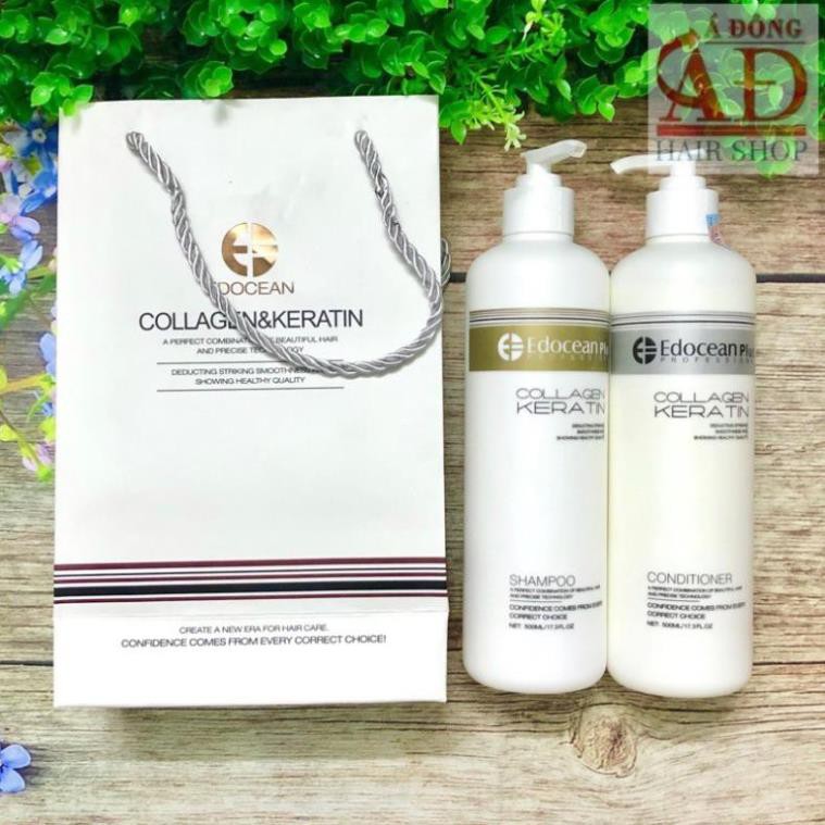 BỘ DẦU GỘI XẢ EDOCEAN COLLAGEN KERATIN CHÍNH HÃNG 500mlx2