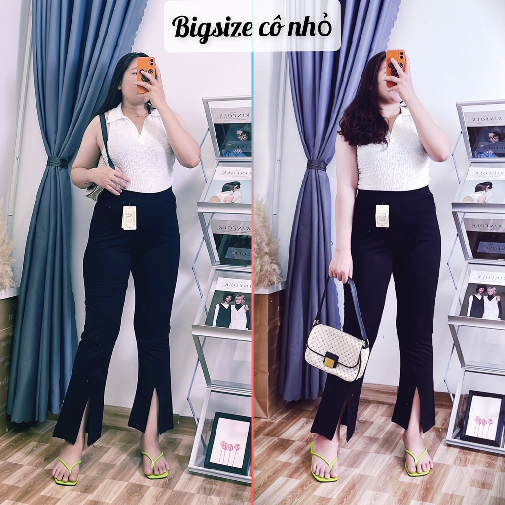 Quần Ống Loe Nữ BIGSIZE Cạp Cao Dáng Dài, Quần Legging Nữ Ôm Ống Loe Nên From Xinh Tôn Dáng mã qolx