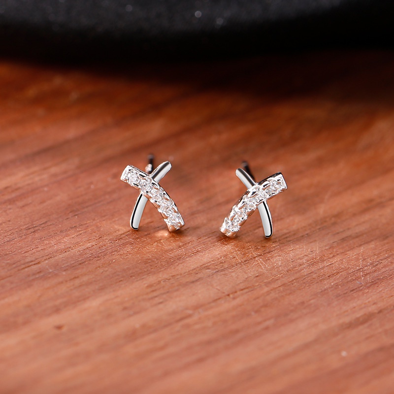 Bông Tai Mạ Bạc 925 Hình Chữ X Đơn Giản Dành Cho Nữ
