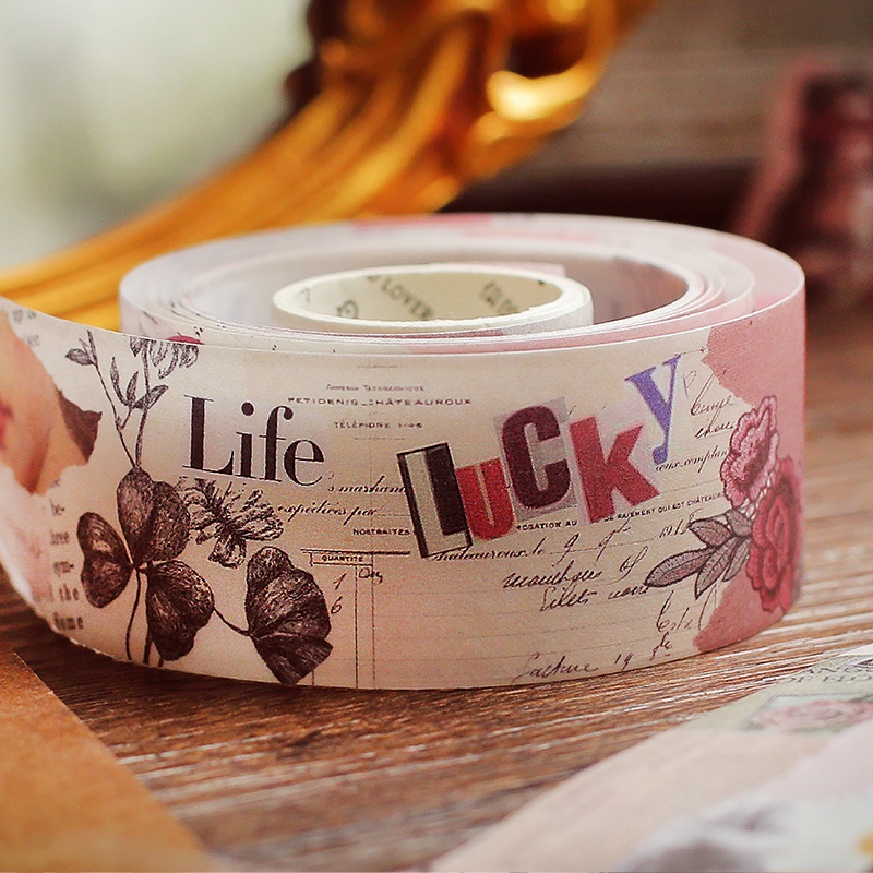 Cuộn Băng Keo Giấy Washi 3M Dán Trang Trí Sổ Tay Phong Cách Retro