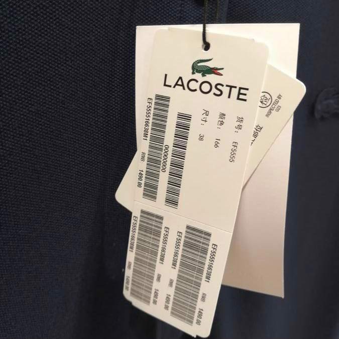 Váy Lacoste trơn kẻ cổ hồng xanh trắng