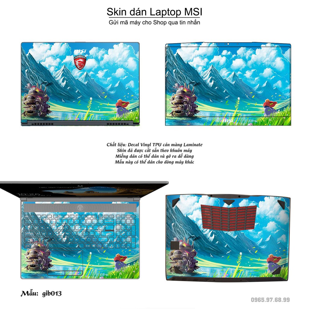 Skin dán Laptop MSI in hình Ghibli Studio (inbox mã máy cho Shop)