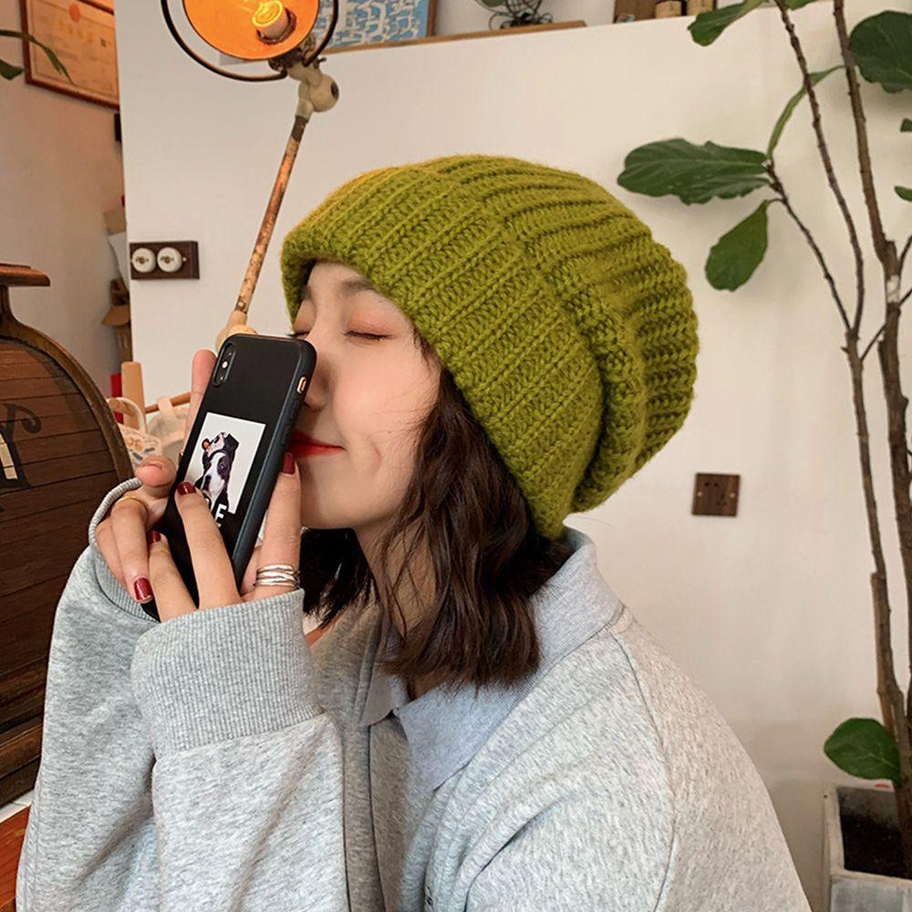 Mũ Beanie Dệt Kim Unisex 5 Màu Trơn Dễ Thương