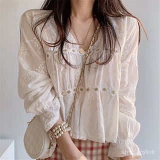 Áo sơ mi voan cổ chữ V