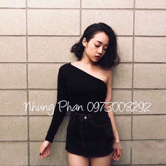 Áo lệch vai 1 tay trơn