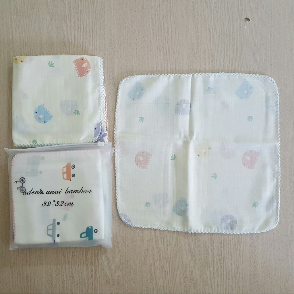 Túi 10 khăn sữa sợi tre Aden &amp; Anais in hình cho bé loại đẹp 32 x 32cm