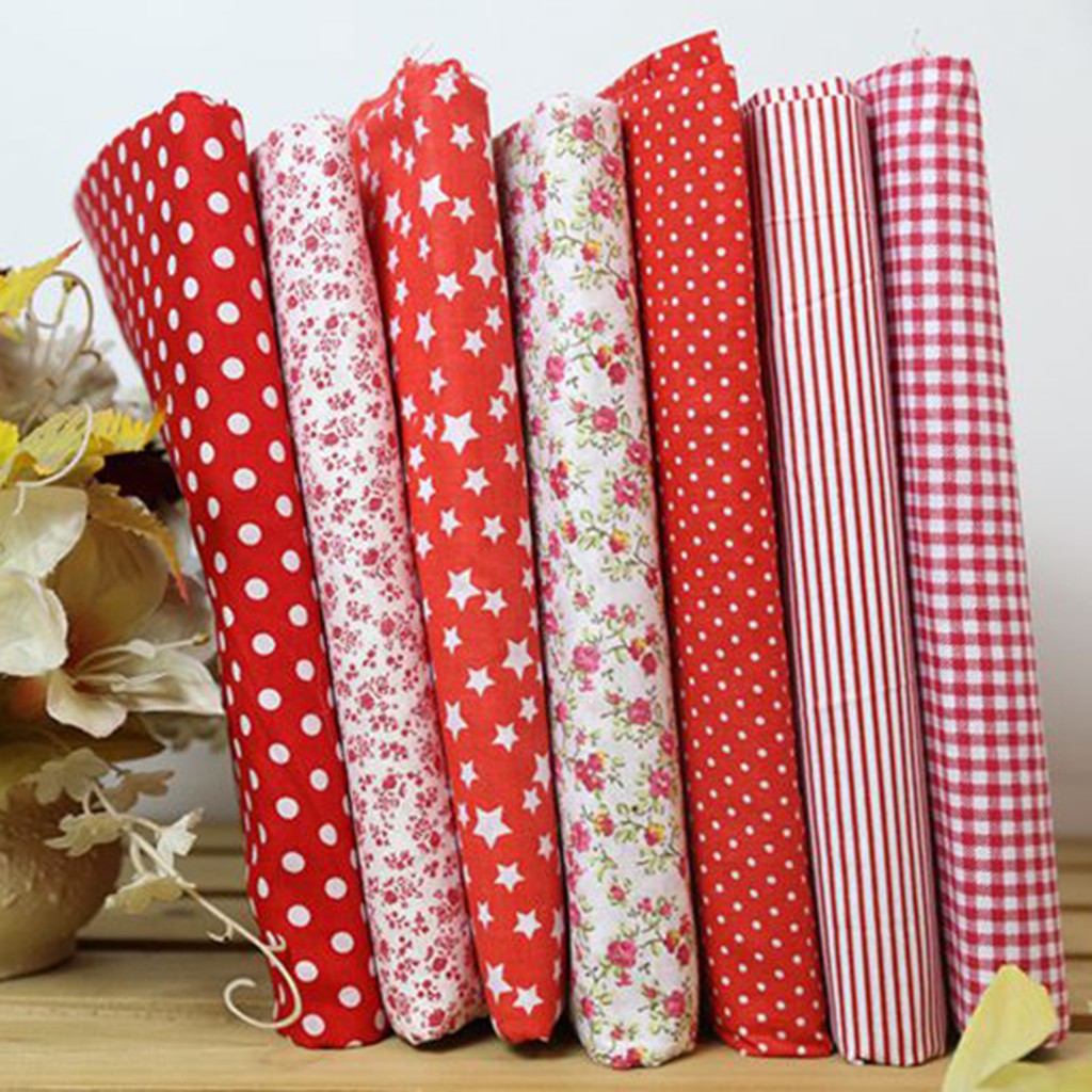 Bộ 7 Tấm Vải 25 * 25cm 100% Cotton Nhiều Màu