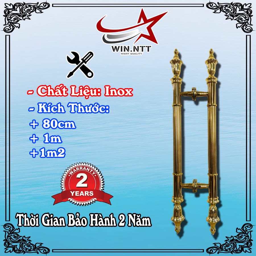 Tay Nắm Cửa Kính Cường Lực, Cửa Nhôm - Nắm Cửa Ấm Vàng