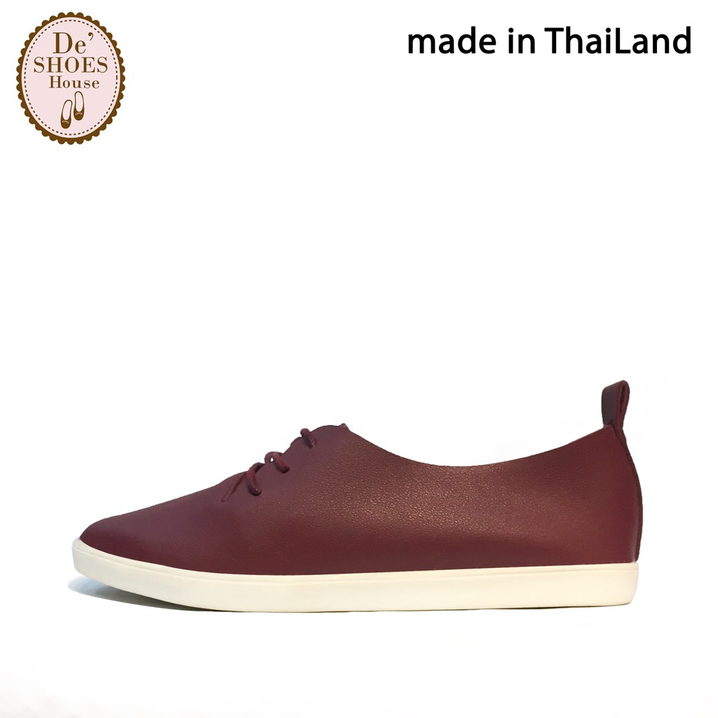 Giày slip on Thái Lan nữ đế bằng buộc dây chất liệu đẹp, siêu nhẹ, mềm, êm màu đỏ đậm DS1215 Sr7