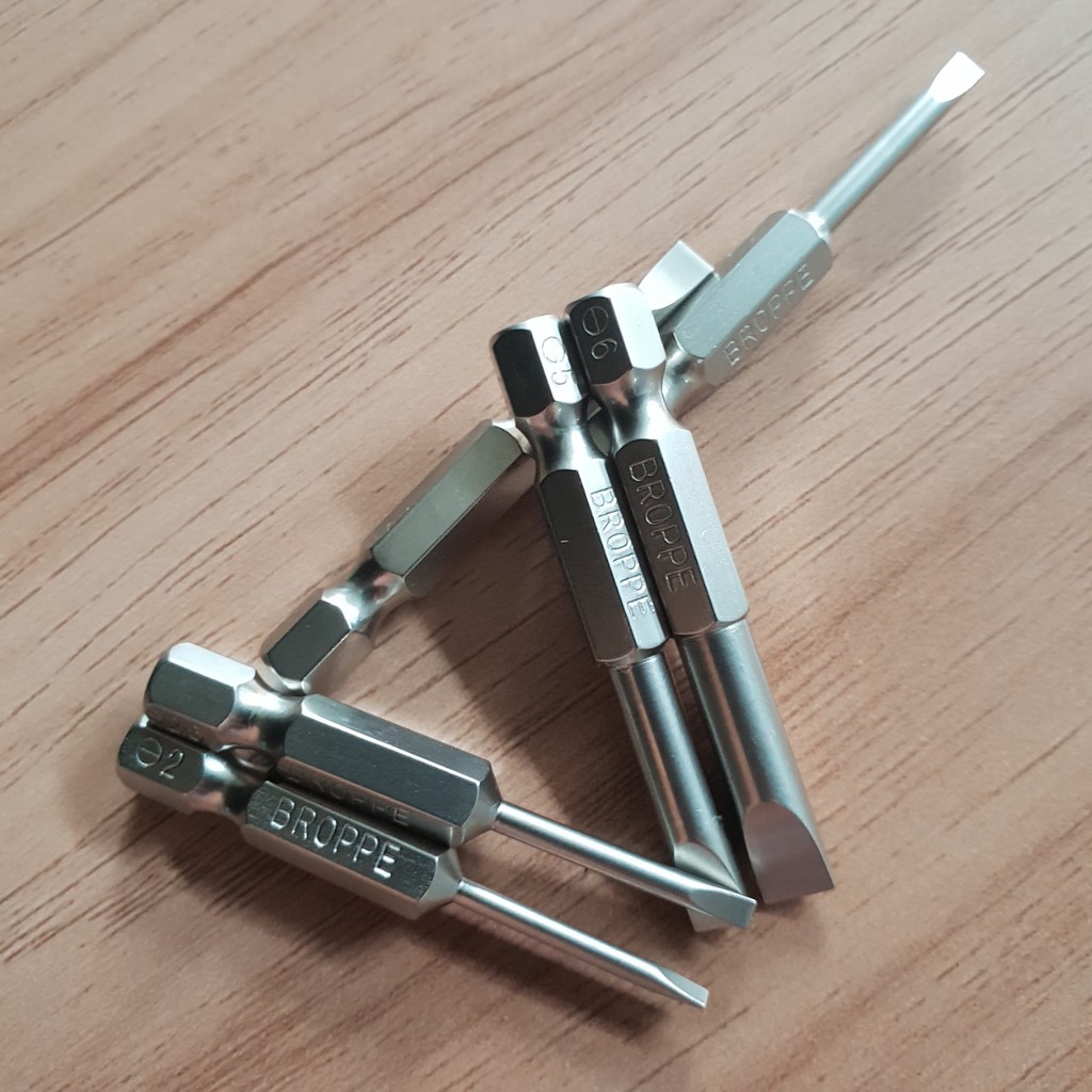 Bộ 6 mũi tô vít 2 cạnh chuôi lục giác cho khoan pin và khoan điện 50mm