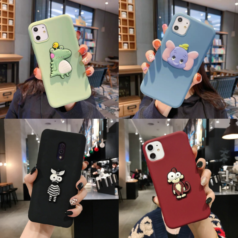 Ốp lưng Huawei Y9 Y7 Y6 P30 Nova 2i 3e 3i 5T Lite Pro Prime 2018 2019 Solid color Cute Animals Soft TPU Case Cover