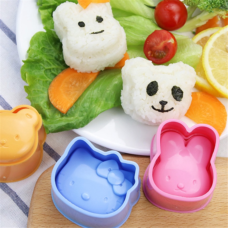Bộ 3 Khuôn Làm Sushi Hình Thỏ/Gấu/Mèo Dễ Thương