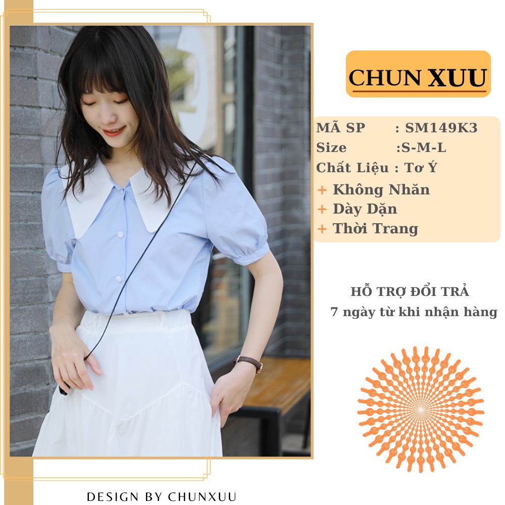 Áo kiểu nữ tay phồng cổ phối màu thiết kế trẻ trung - CHUNXUU CLOTHING SM149K2