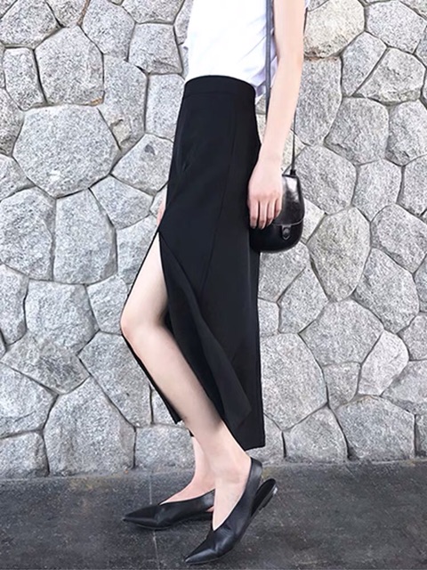 Chân váy midi xẻ tà màu đen cực sexy MV06 | BigBuy360 - bigbuy360.vn