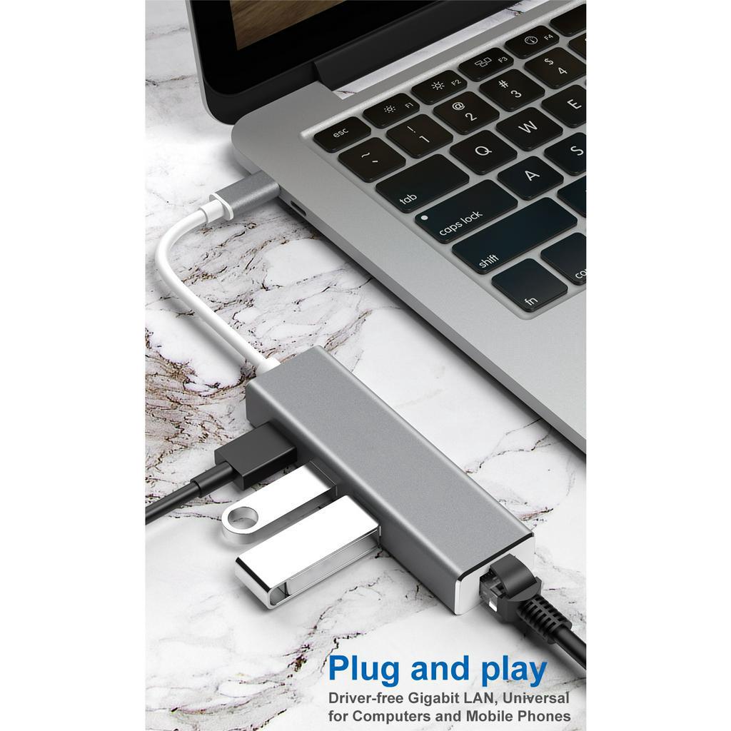 Thẻ Mạng Lan Chuyển Đổi USB Type-C Sang RJ45 Gigabit 10 / 100 / 1000Mbps 3